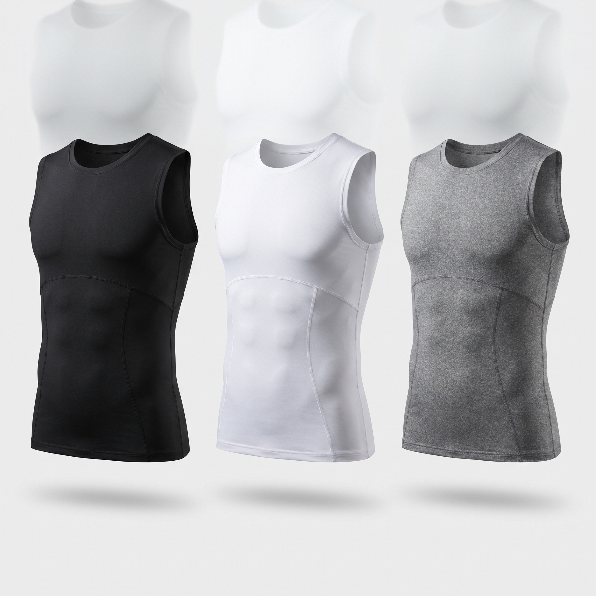 Voriski Shape Tank in Black, White and Grey - hero shot