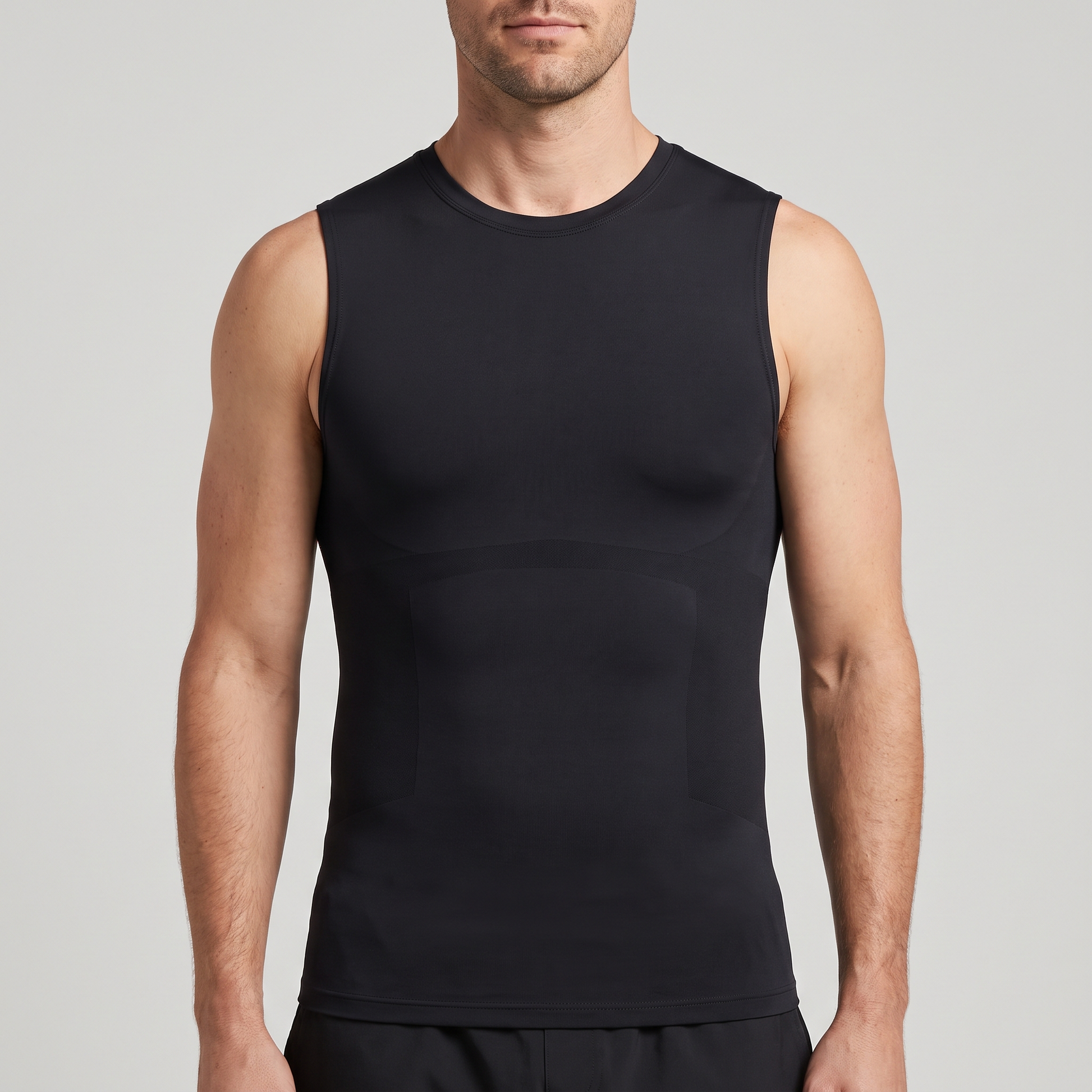 Voriski Shape Tank front view on model - compression fit