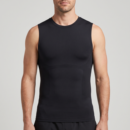Voriski Shape Tank front view on model - compression fit